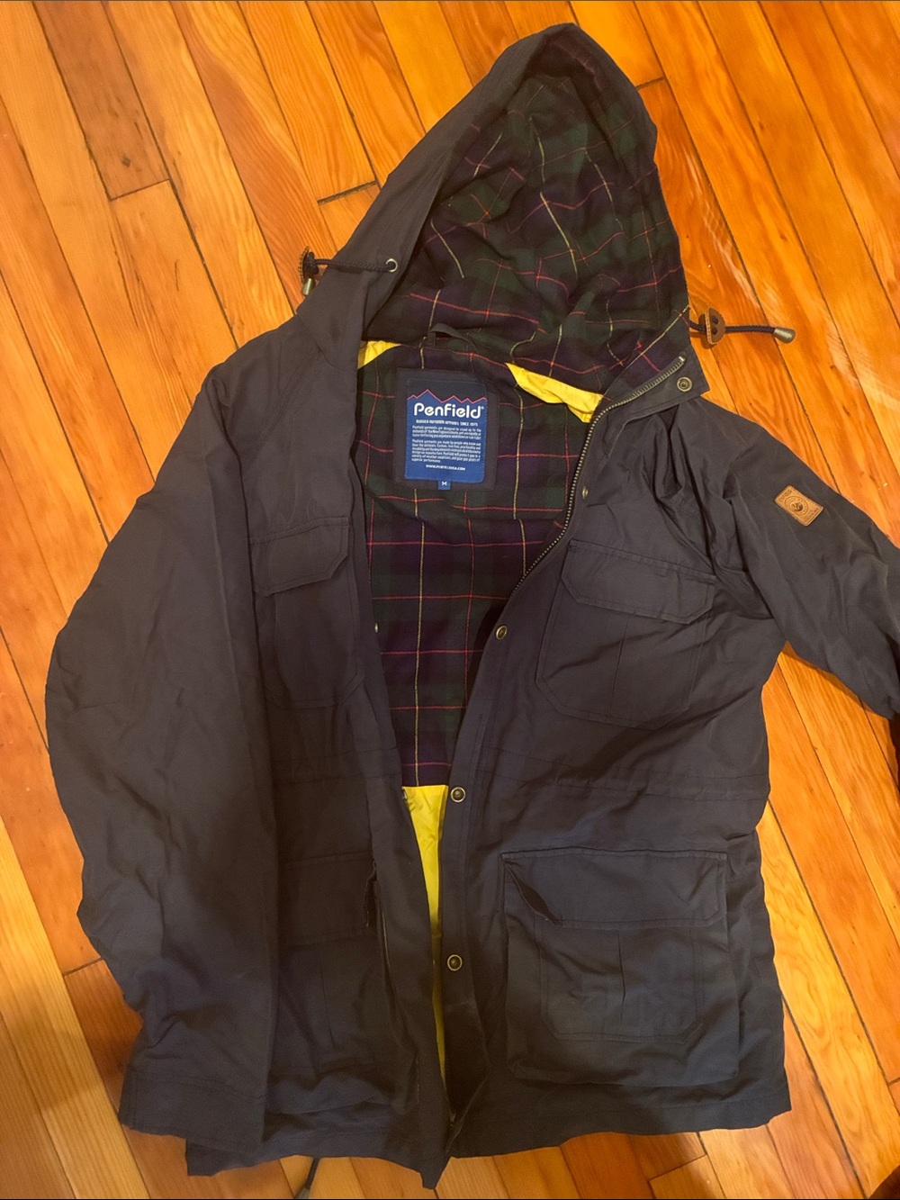 Penfield Navy Hooded Field Jacket with Plaid Lining